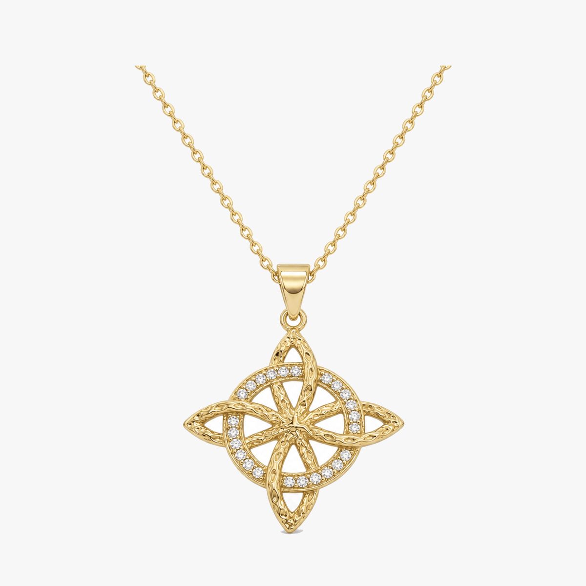 Elowen – Crystal Celtic Knot Necklace