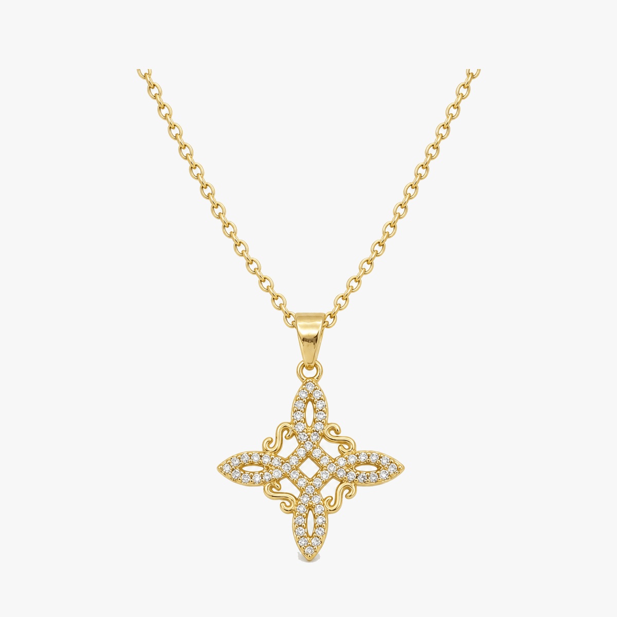 Elowen – Crystal Celtic Knot Necklace