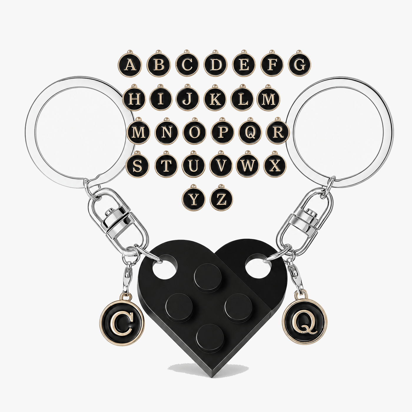 Loveclick – Matching Heart Keychain Set with Initials
