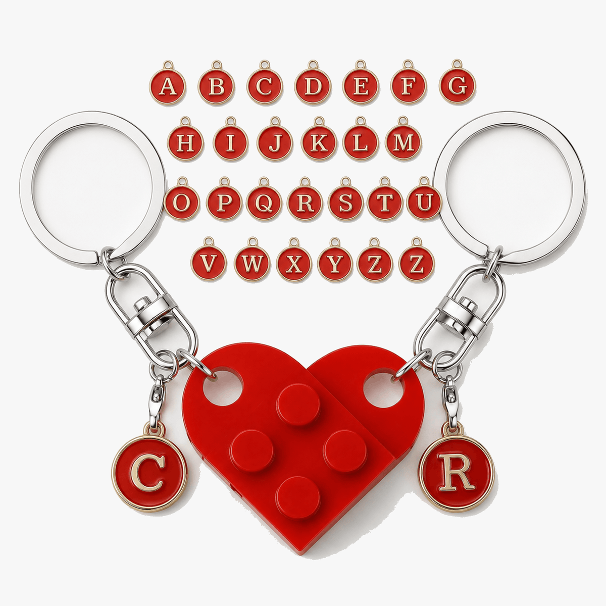 Loveclick – Matching Heart Keychain Set with Initials