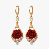 Rosavelle – Red Rose Crystal Drop Earrings