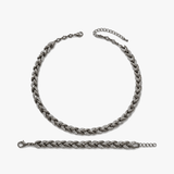 Levara - Sparkling Leaf Link Necklace and Bracelet Set