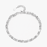 Clovara - Textured Silver Clover Chain Bracelet