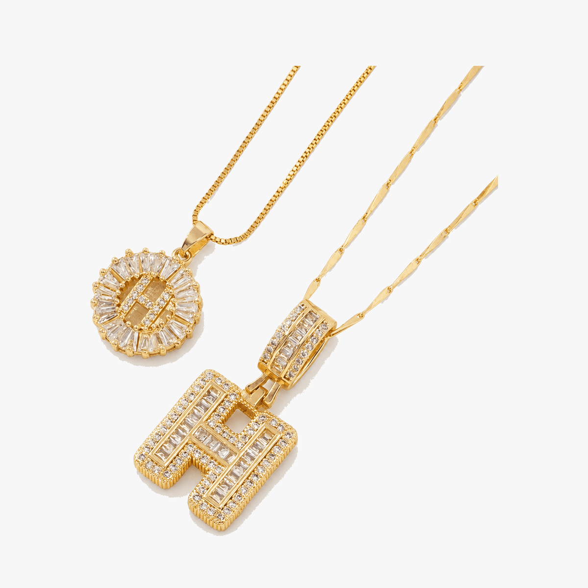 Luneria – Two-Piece Initial Pendant Necklace Set