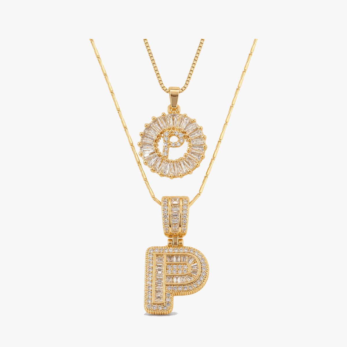 Luneria – Two-Piece Initial Pendant Necklace Set