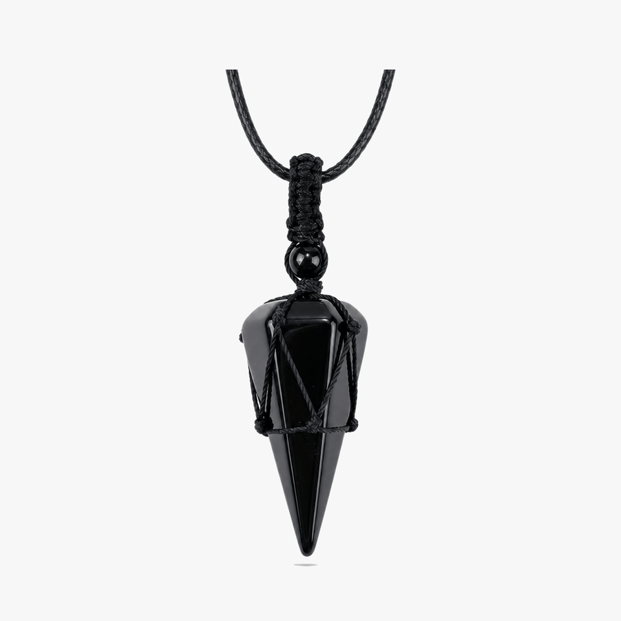 Noctera – Macramé-Wrapped Obsidian Pendant