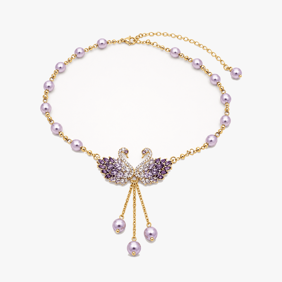 Lunabelle – Twin-Swan Pearl Tassel Necklace