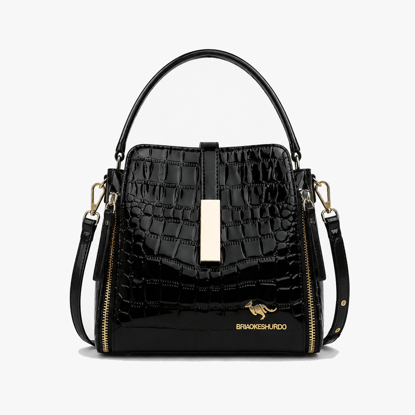 Velora – Glossy Croc Crossbody Handbag