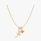 LUMARA – 3-Layer Initial Necklace with Pink Heart Zircon