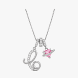 LUMARA – 3-Layer Initial Necklace with Pink Heart Zircon