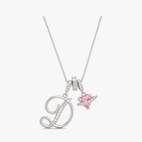 LUMARA – 3-Layer Initial Necklace with Pink Heart Zircon