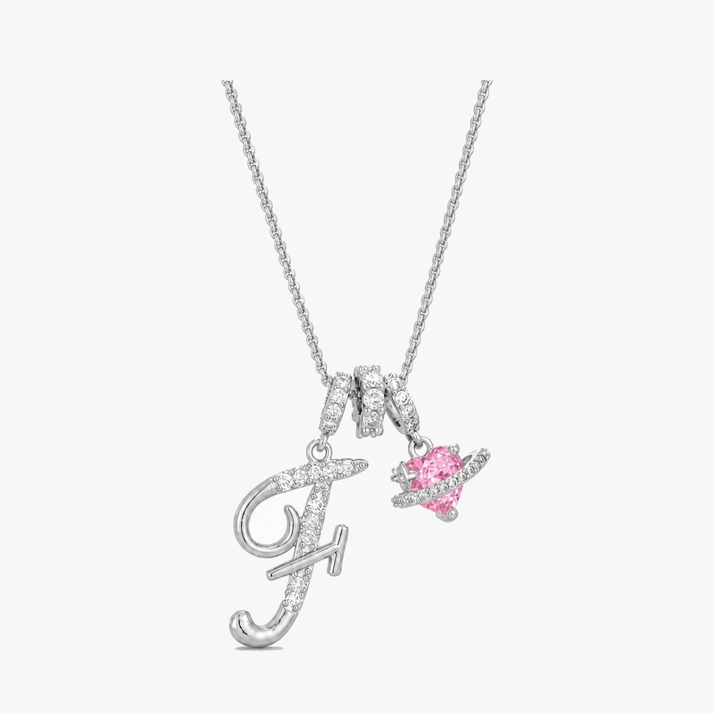 LUMARA – 3-Layer Initial Necklace with Pink Heart Zircon