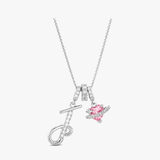 LUMARA – 3-Layer Initial Necklace with Pink Heart Zircon