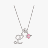 LUMARA – 3-Layer Initial Necklace with Pink Heart Zircon