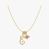 LUMARA – 3-Layer Initial Necklace with Pink Heart Zircon