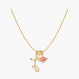 LUMARA – 3-Layer Initial Necklace with Pink Heart Zircon
