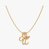 LUMARA – 3-Layer Initial Necklace with Pink Heart Zircon