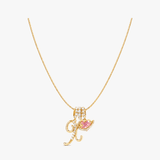 LUMARA – 3-Layer Initial Necklace with Pink Heart Zircon