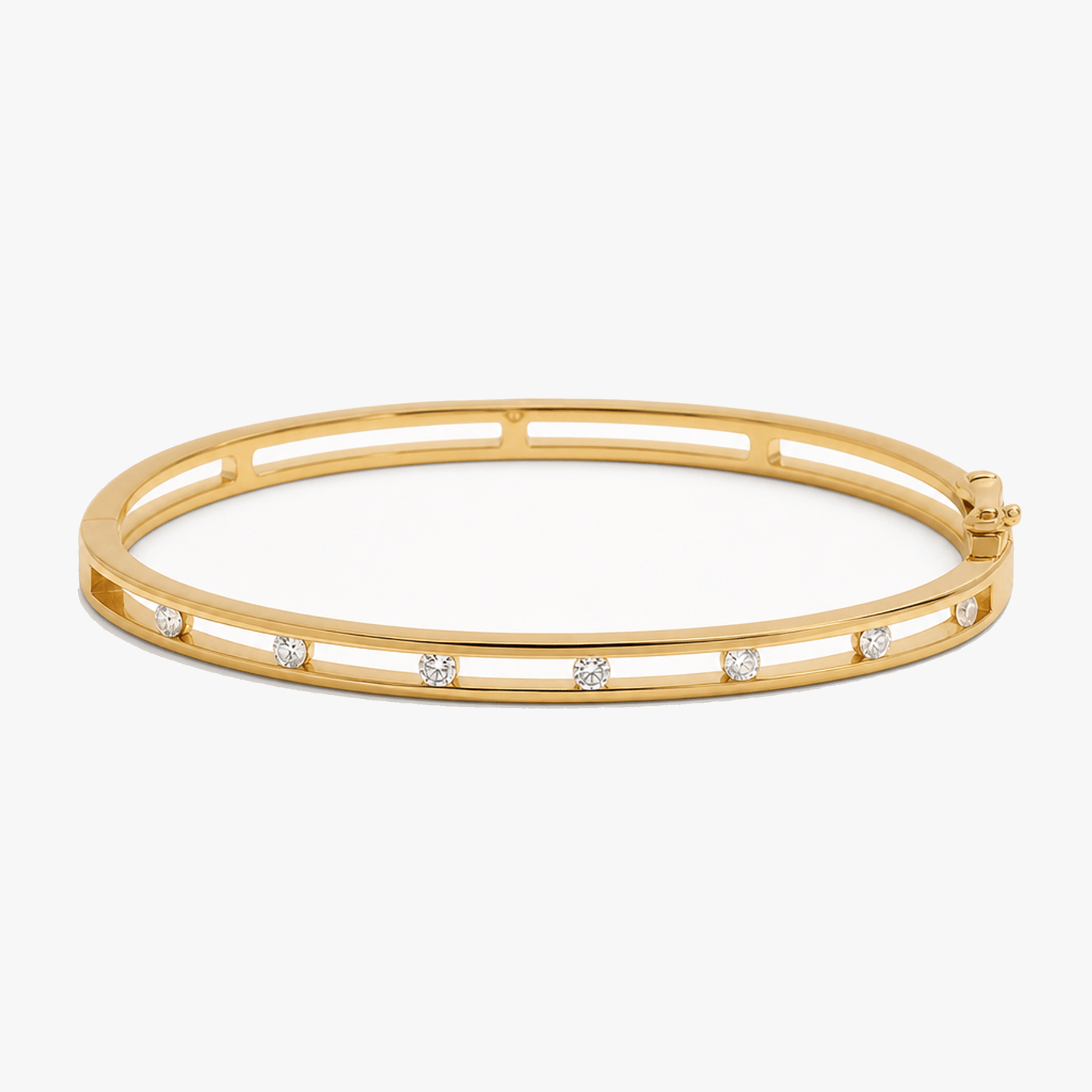 Veluna – Floating Crystal Gold Bangle Bracelet for Women