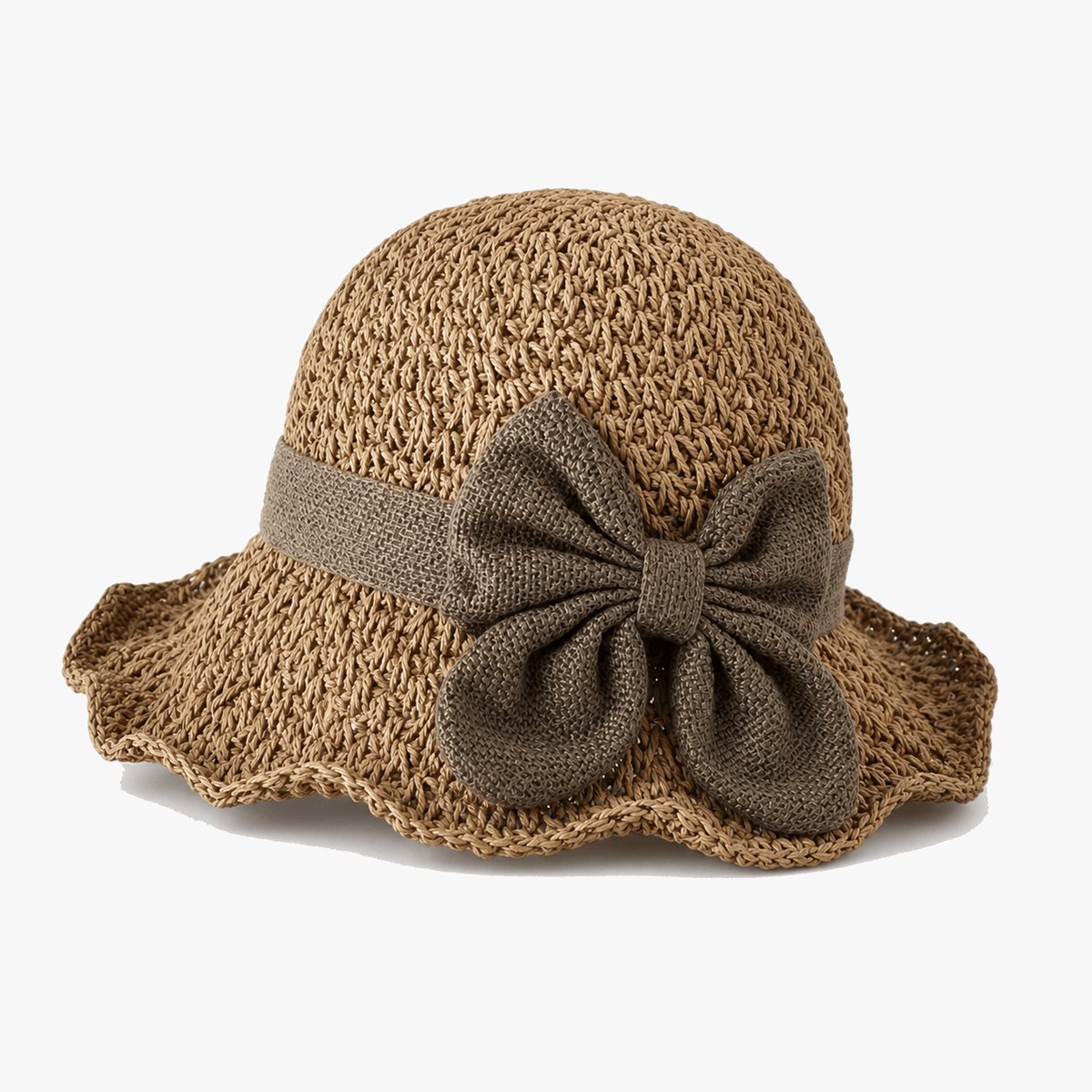 Maeyra – Packable Crocheted Straw Sun Hat with Bow for Women