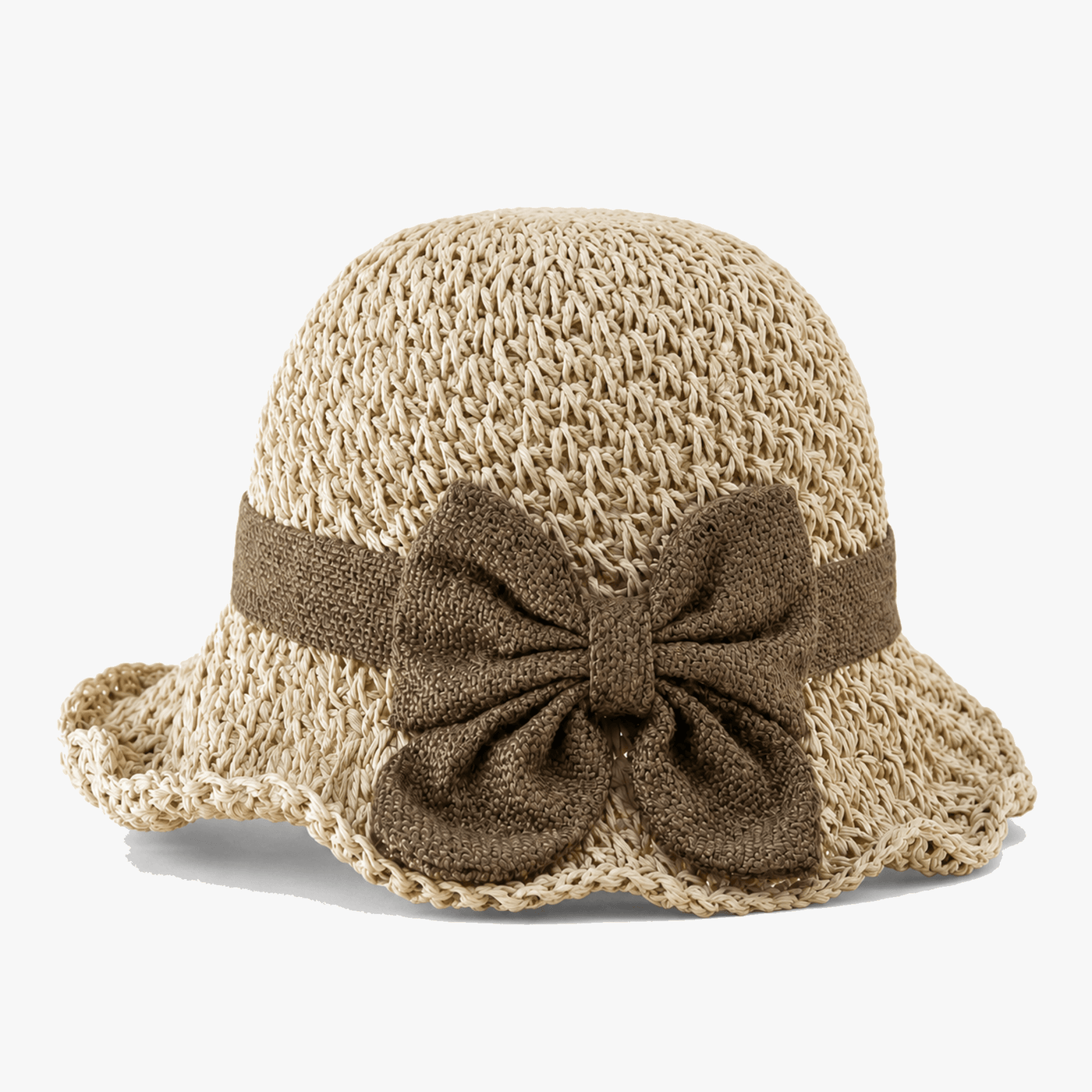 Maeyra – Packable Crocheted Straw Sun Hat with Bow for Women