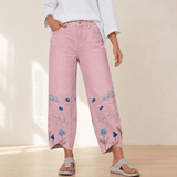 Bloomara – Women's Embroidered Wide-Leg Jeans with Tulip Hem