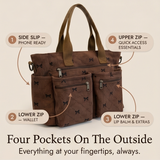 Bowette – Corduroy Bow-Print Tote with Laptop Pocket