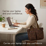 Bowette – Corduroy Bow-Print Tote with Laptop Pocket