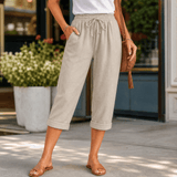 Brisella - Women's Breathable Cotton-Linen Capri Pants