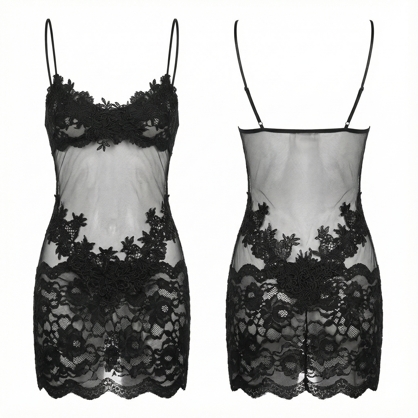 Velaire - Women's Sheer Embroidered Lace Slip Dress