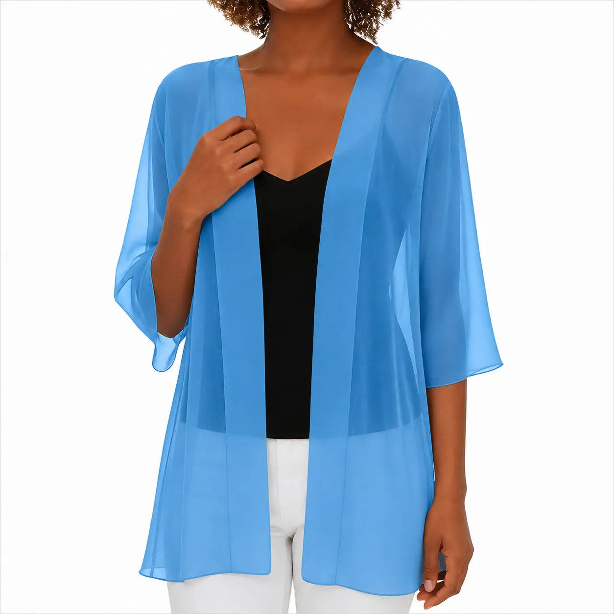 Solivea – Lightweight Chiffon-like Cardigan with 3/4 Sleeves
