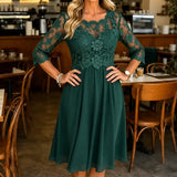 Florenza – Floral Lace-look Bodice Midi Dress with Flowy Skirt
