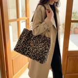 Lynxe - Leopard Print Tote with Chain Detail