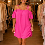 Wearbella – Off Shoulder Mini Dress with Flutter Sleeves