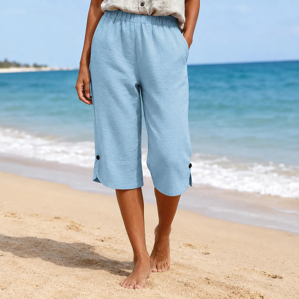 Marelia – Breathable Linen-Look Summer Capri Pants for Women