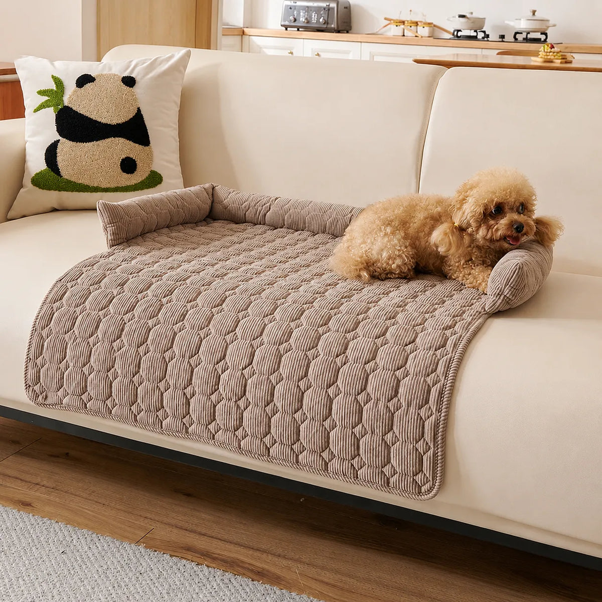 Pawvella – Bolstered Pet Couch Bed with Cooling Top, Non-Slip Sofa Protector