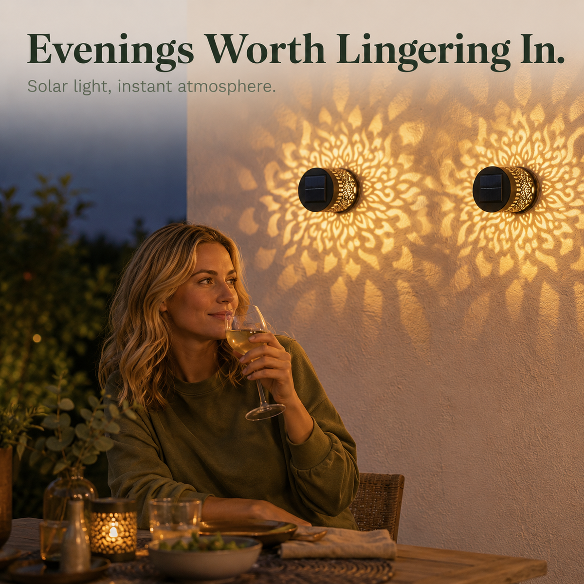 Veluna – Solar Mandala Projector Wall Light for Outdoor Garden Decor