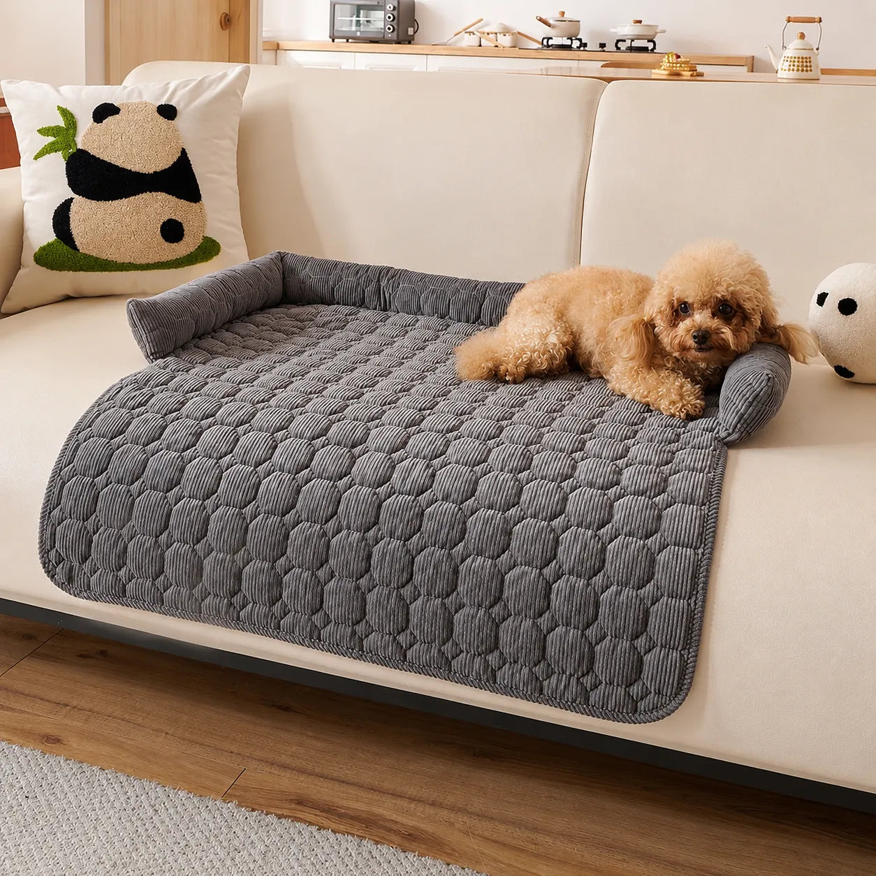 Pawvella – Bolstered Pet Couch Bed with Cooling Top, Non-Slip Sofa Protector