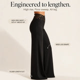 Vélane – High-Waisted Wide-Leg Pants with Cross-Strap V-Waist