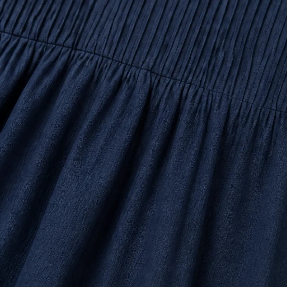 Lunavia – Pleated V-Neck Maxi Dress with Pockets