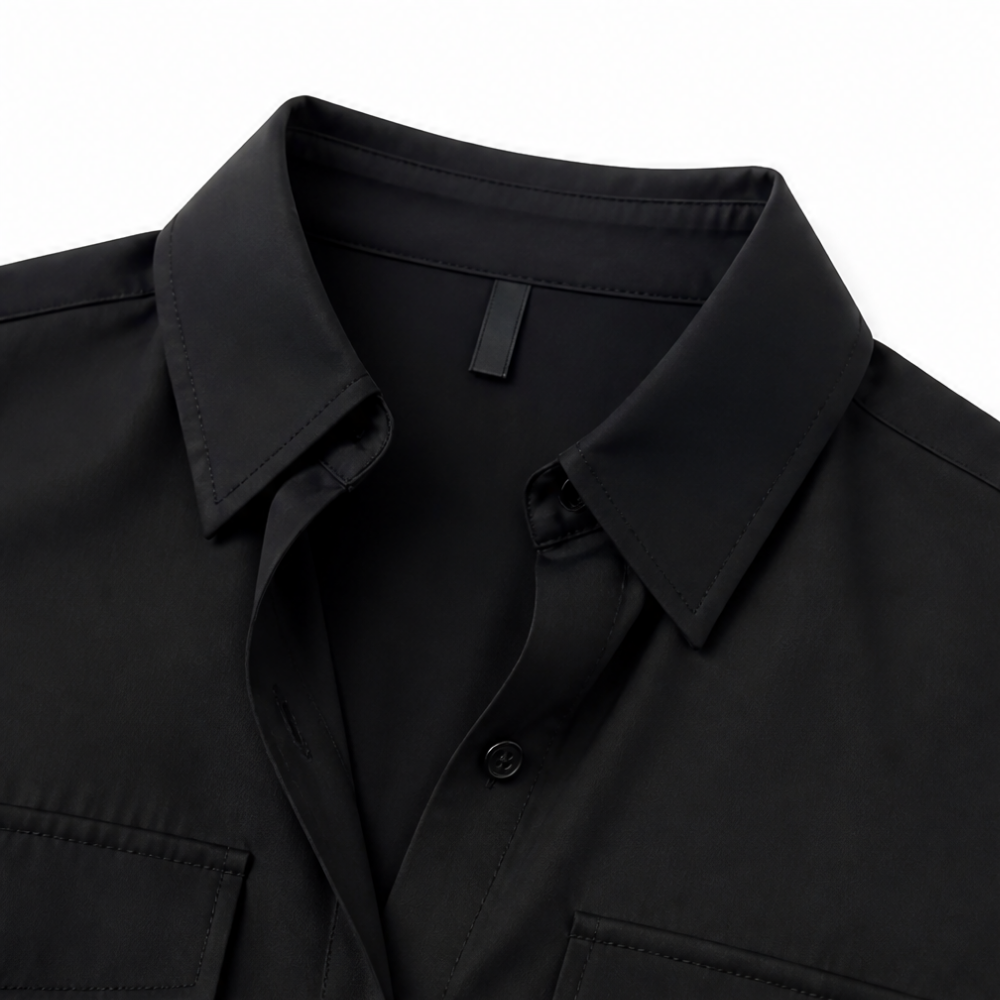 Lunavia – Loose Lapel Button-Down Shirt with Flap Pockets, Wrinkle-Free Long Sleeve Top for Women