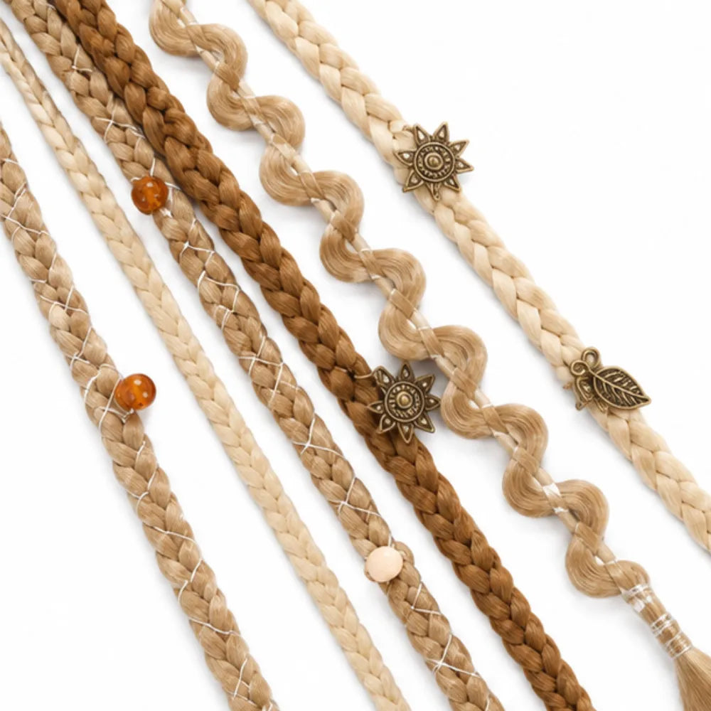 Wildera – Boho Beaded Clip-In Braid Extensions with Charms