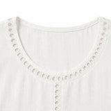 Marellia – Boho Openwork Trim Tunic Top for Women, Relaxed Fit Short Sleeve Summer Blouse