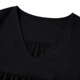 Vivelyn – Flowy V-Neck Babydoll Blouse with Flutter Sleeves