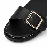 Marelle – Double Buckle Flat Slide Sandals for Women