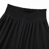Wearbella – High Waisted Wide Leg Cropped Pants with Smocked Waist