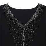 Velora – Rhinestone Look V-Neck Chiffon Like Cape Midi Dress