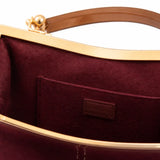 Marelli – Suede-look shell bag with gold tone-frame clasp and crossbody strap