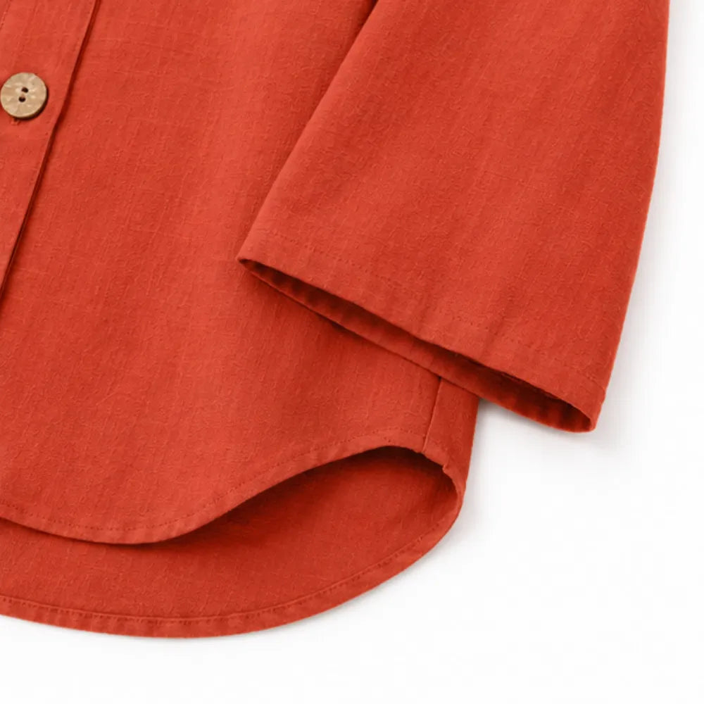Marelle – Relaxed Fit Linen-Look Button Blouse with ¾ Sleeve