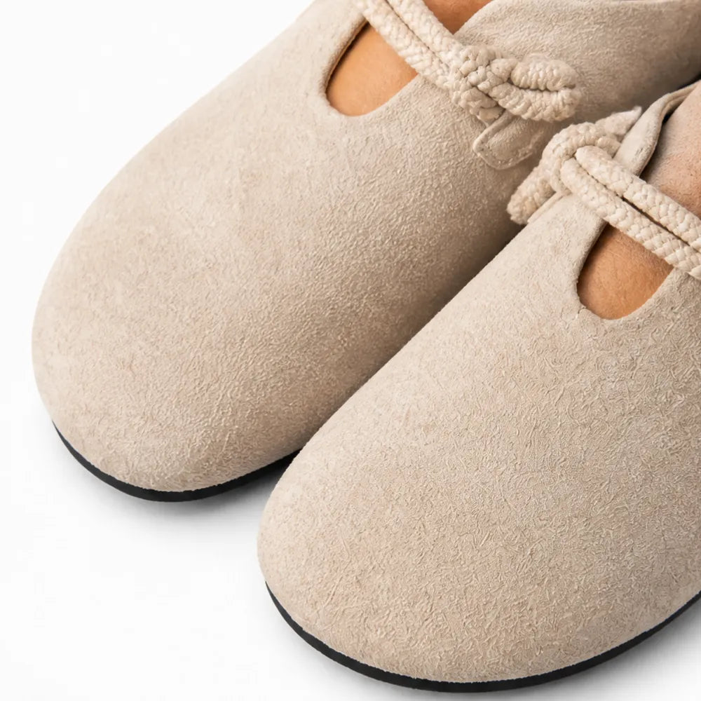 Solette – Knot Strap Suede-Look Mary Jane Flats for Women